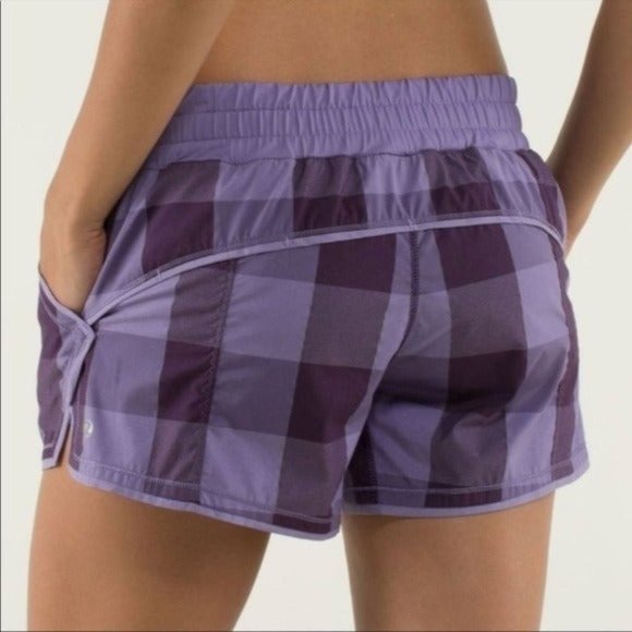 lululemon athletica Pants - Lululemon Shake & Break Purple Gingham Shorts
